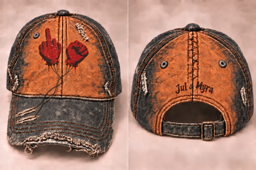 CAP IN TOUCH — Casquette signature Jul & Myra — orange et noir, face et dos