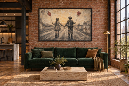 Jul & Myra — Hand in Hand artwork in loft