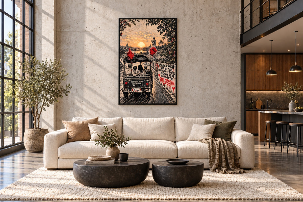 Jul & Myra — Same Direction artwork in loft