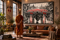 Jul & Myra — The Power of Silence, monk procession artwork in loft
