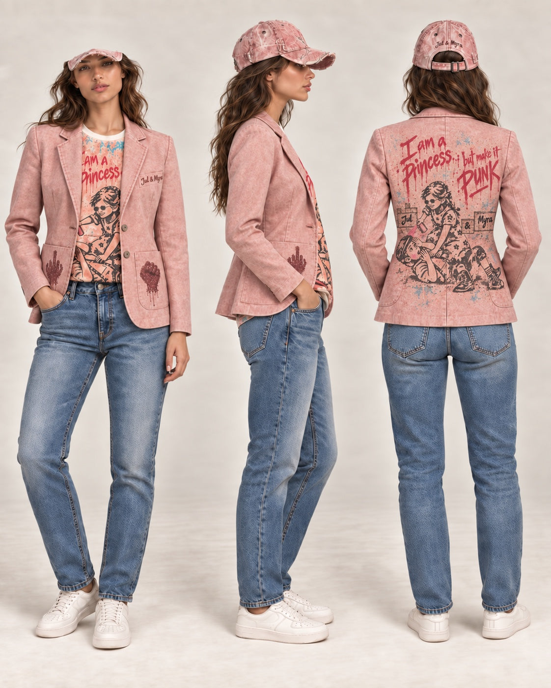 Jul & Myra — punky blazer femme — rose fresque punk